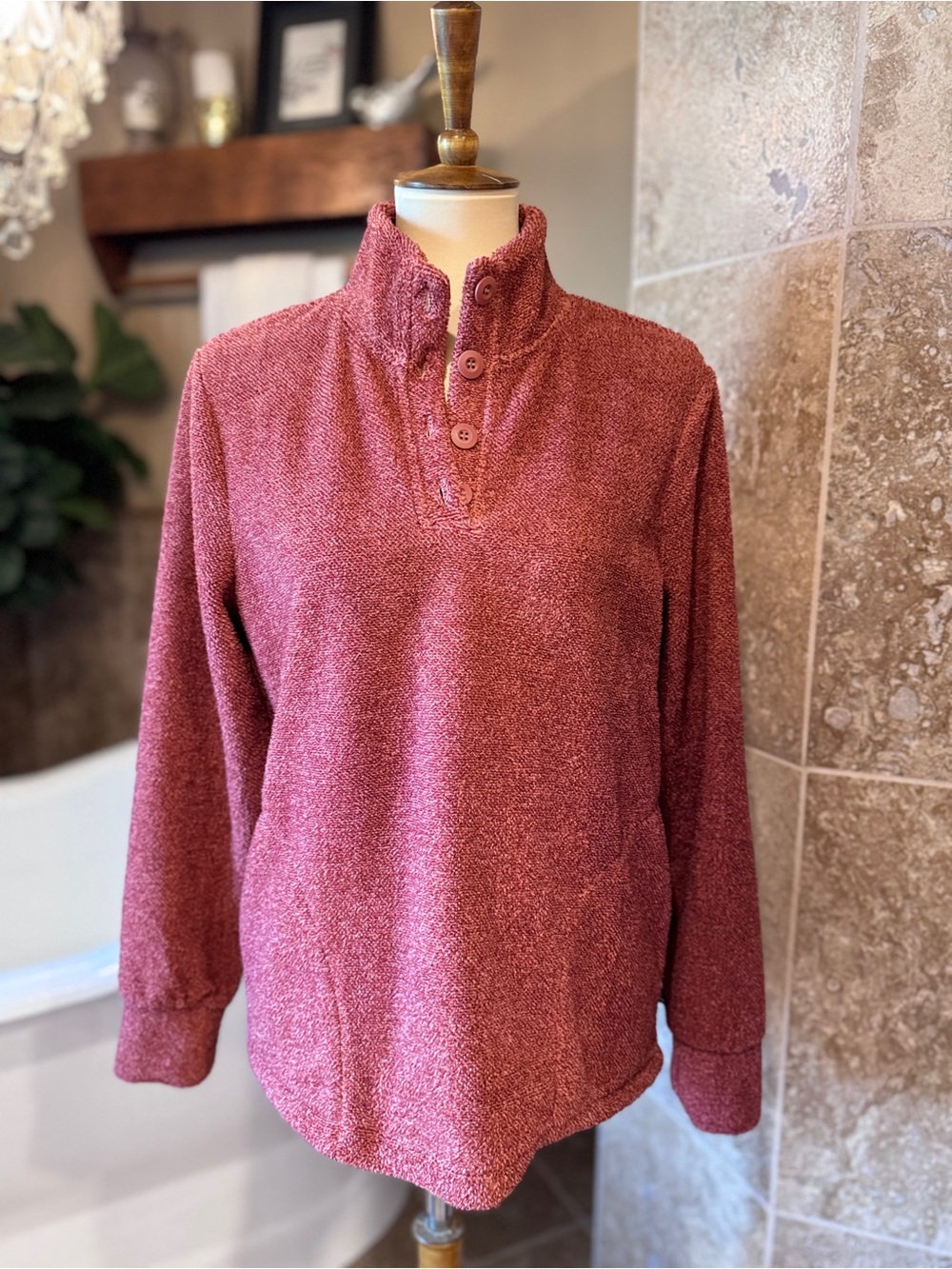 Eddie Bauer Plush Button-Front Pullover with buttons small